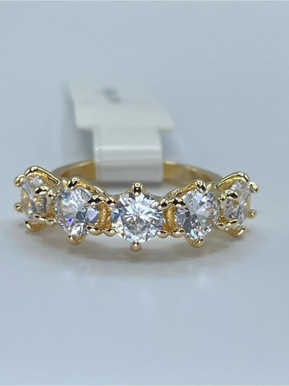 Swarovski Crystal Elements White Crystal Half Eternity Band Ring Sz 6 Glam